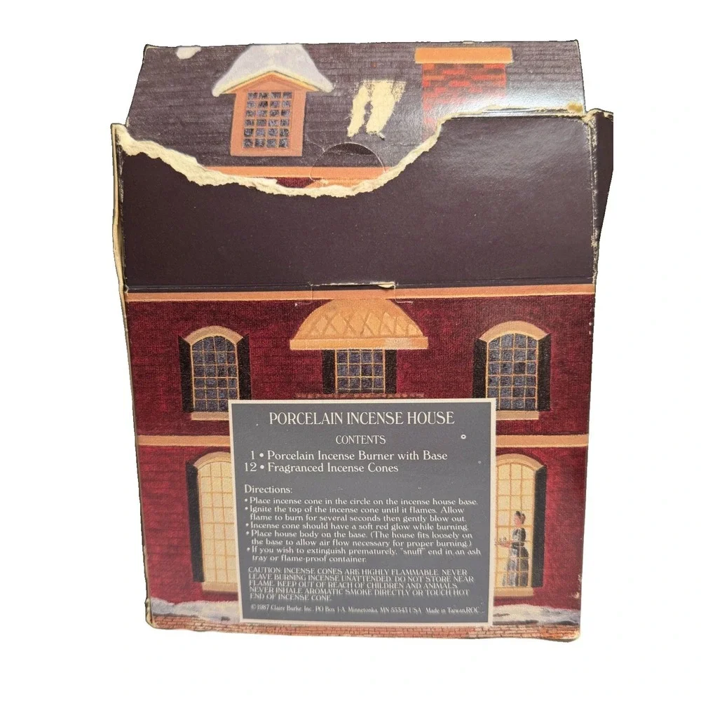 Vintage 1987 Claire Burke Christmas Memories Incense House Box Cones